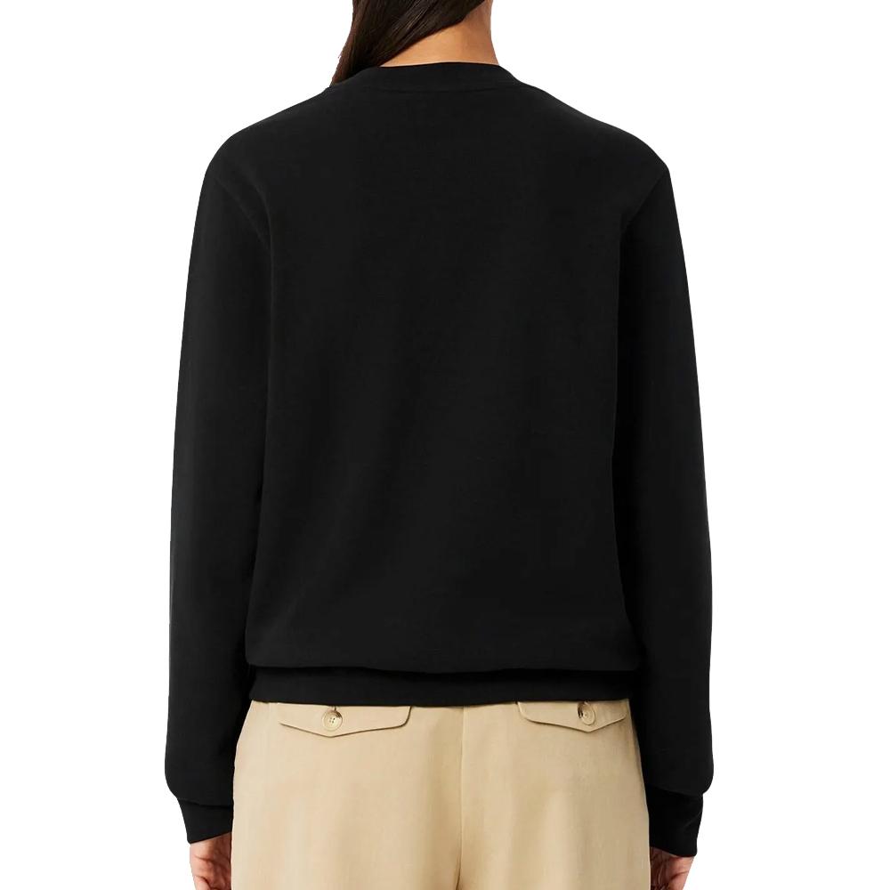 Sweat Noir Femme Lacoste Relaxed Fit Fleece Crew Neck vue 2