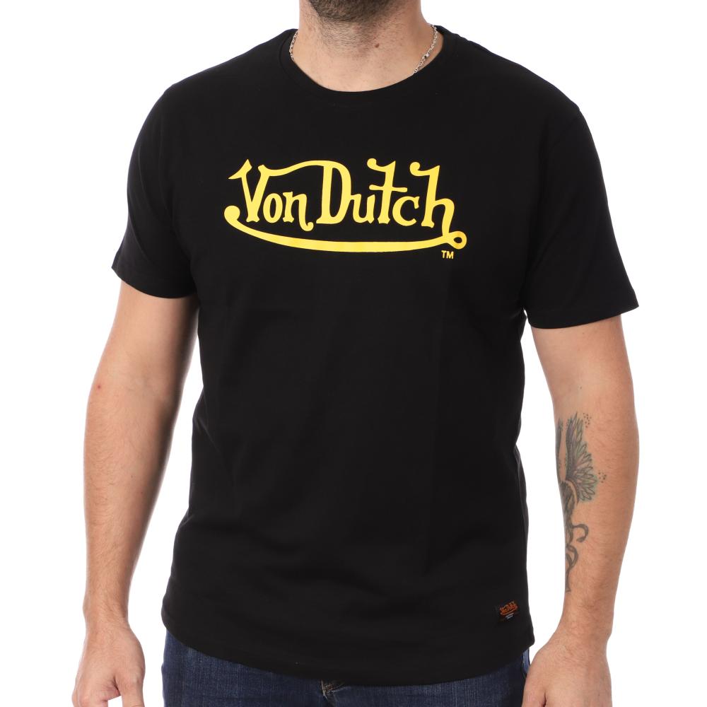T-shirt Noir/Jaune Homme Von Dutch BRU pas cher