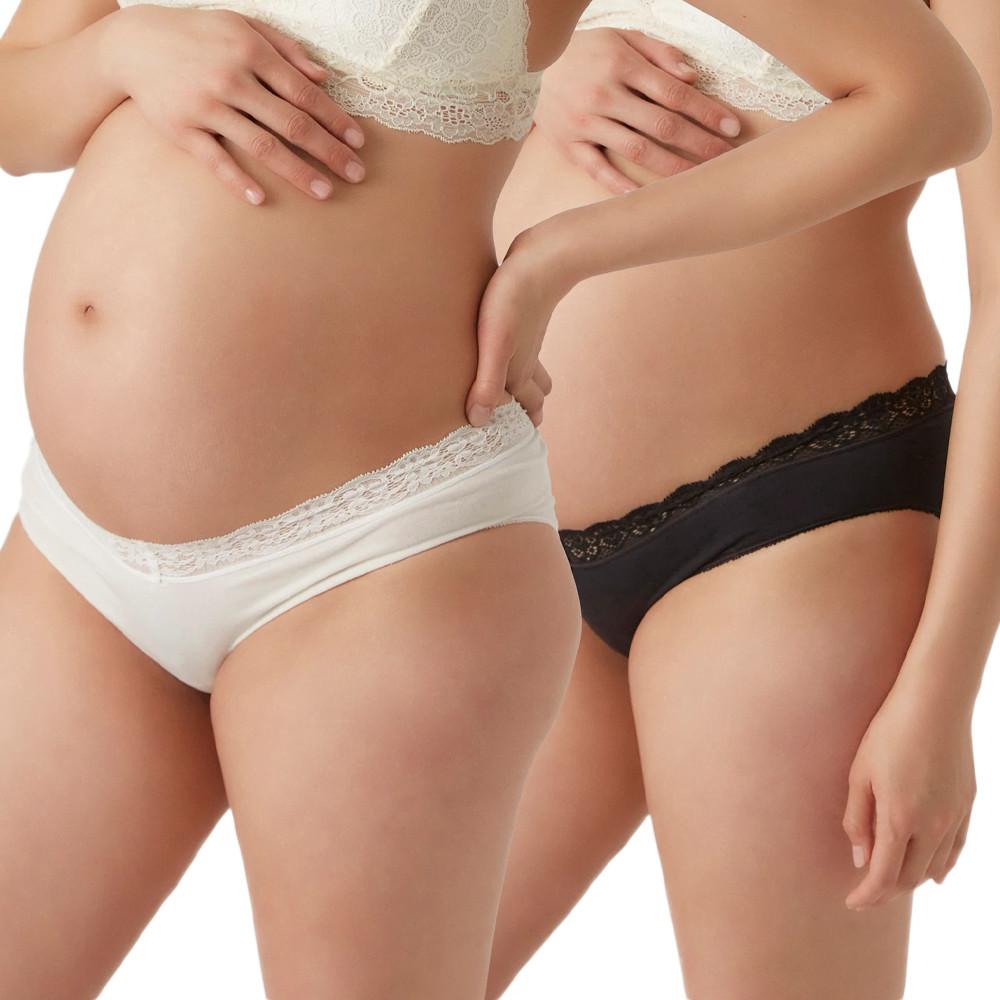 x2 Culottes de Grossesse Blanche/Noir Femme Mamalicious Panties pas cher