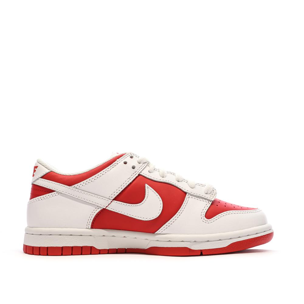 Baskets Blanches/Rouges Garçon Nike Dunk Low vue 2