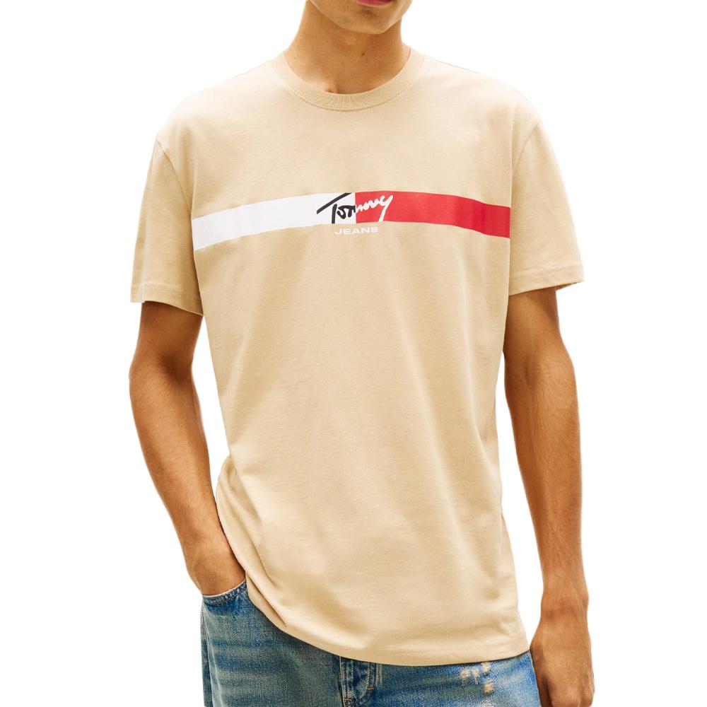 T-Shirt Beige Homme Tommy Hilfiger Tjm Reg Signature pas cher