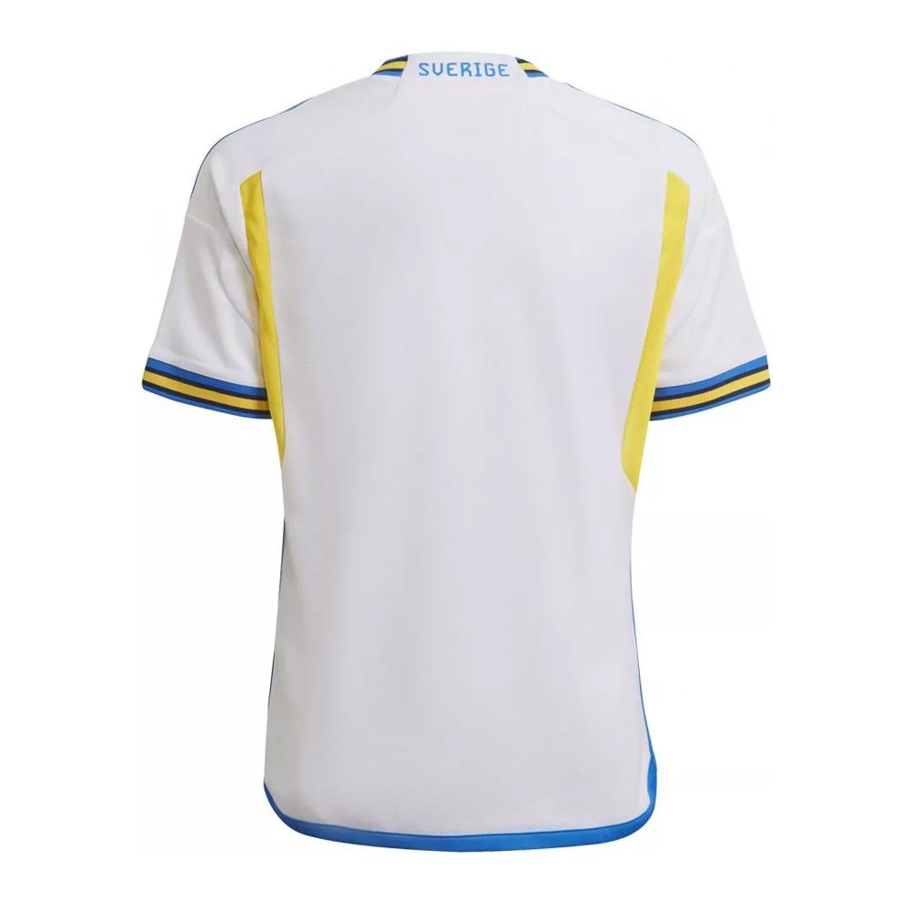 Suède Maillot de foot Blanc/Bleu/Jaune Garçon Adidas 2022 vue 2