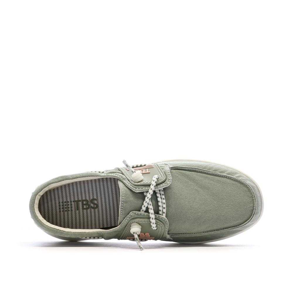 Zapatos náuticos verdes para mujer TBS de lona de algodón color arcilla ver 4