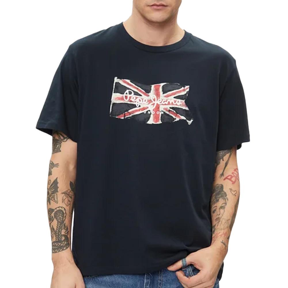 T-shirt Marine Homme Pepe Jeans Clag pas cher