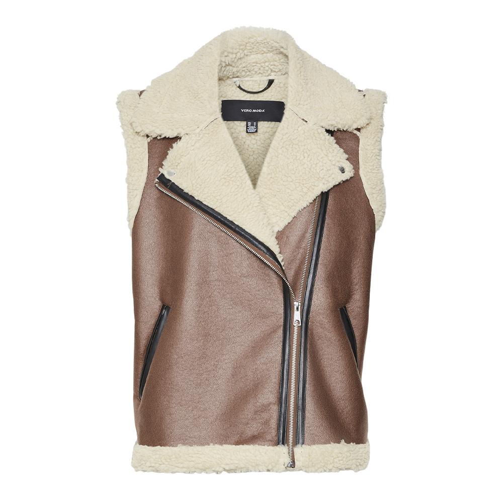 Veste Sans Manches Camel/Écru Femme Vero Moda Waistcoat vue 3