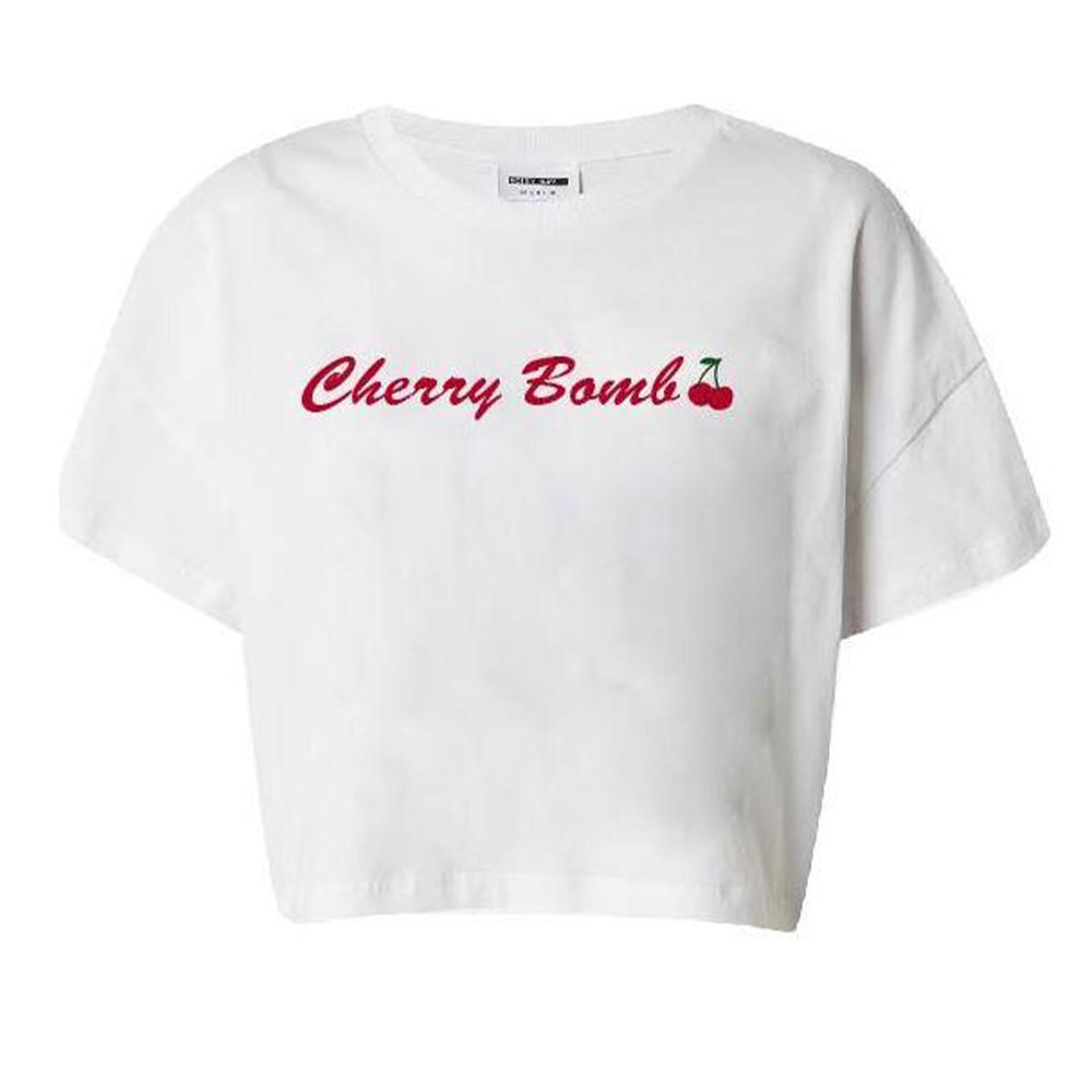 T-shirt Blanc/Rouge Femme Noisy May Malena pas cher