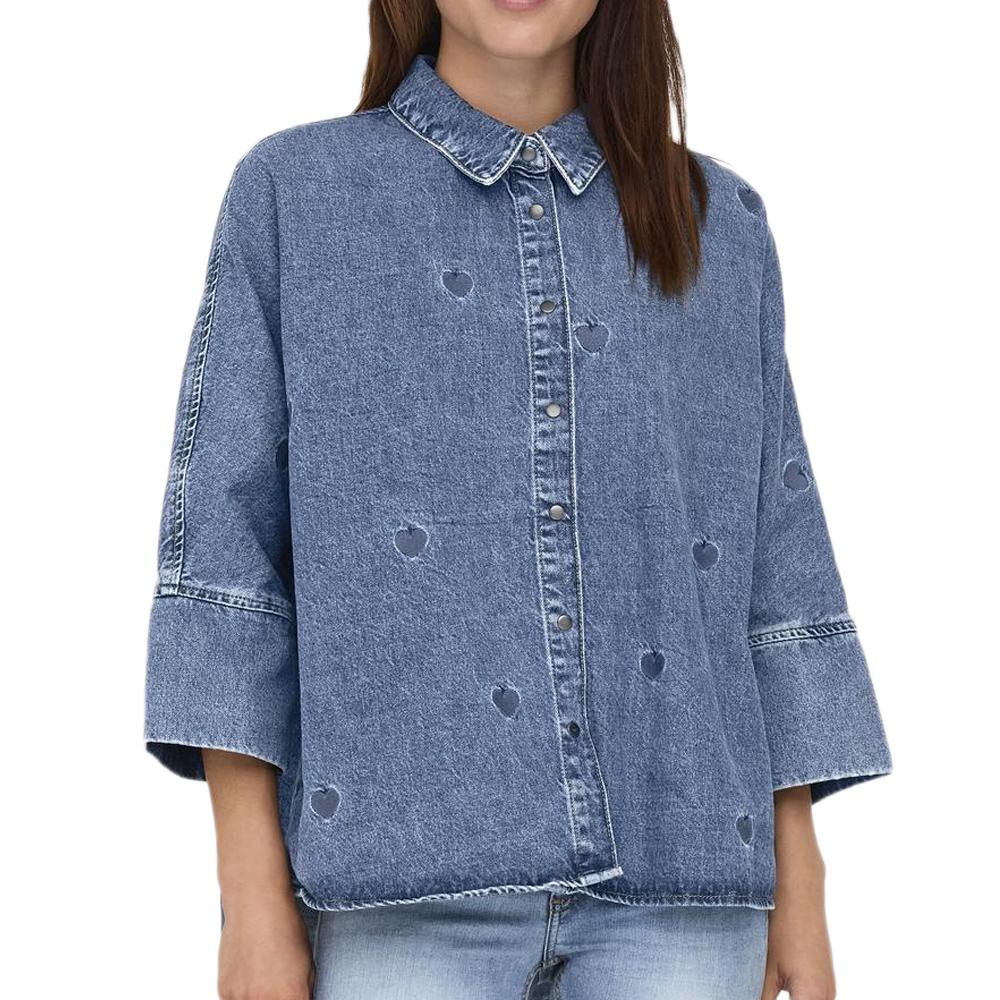Chemise en Jean Bleu Femme Only Grace 3/4 pas cher