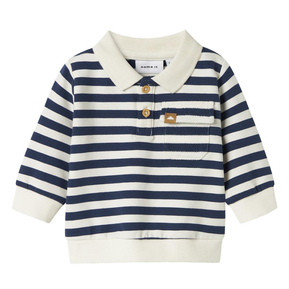 Polo Blanc/Marine Garçon Name it Nilsen pas cher