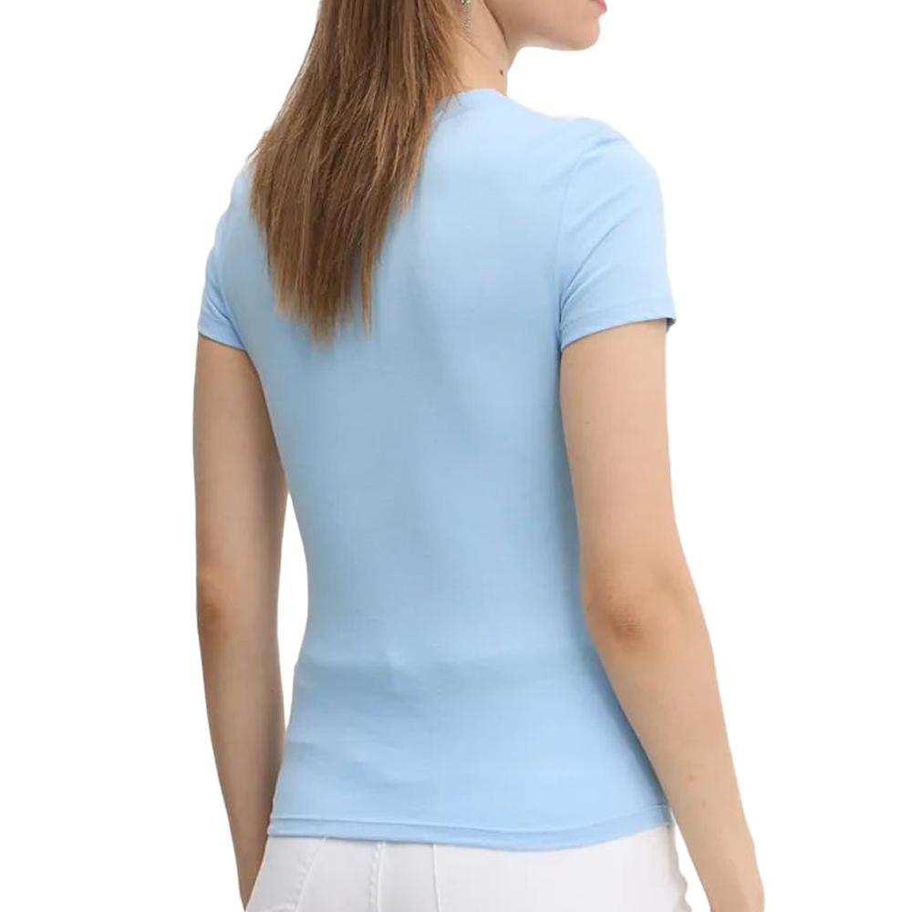 T-shirt Bleu Femme Tommy Hilfiger Slim Linear vue 2