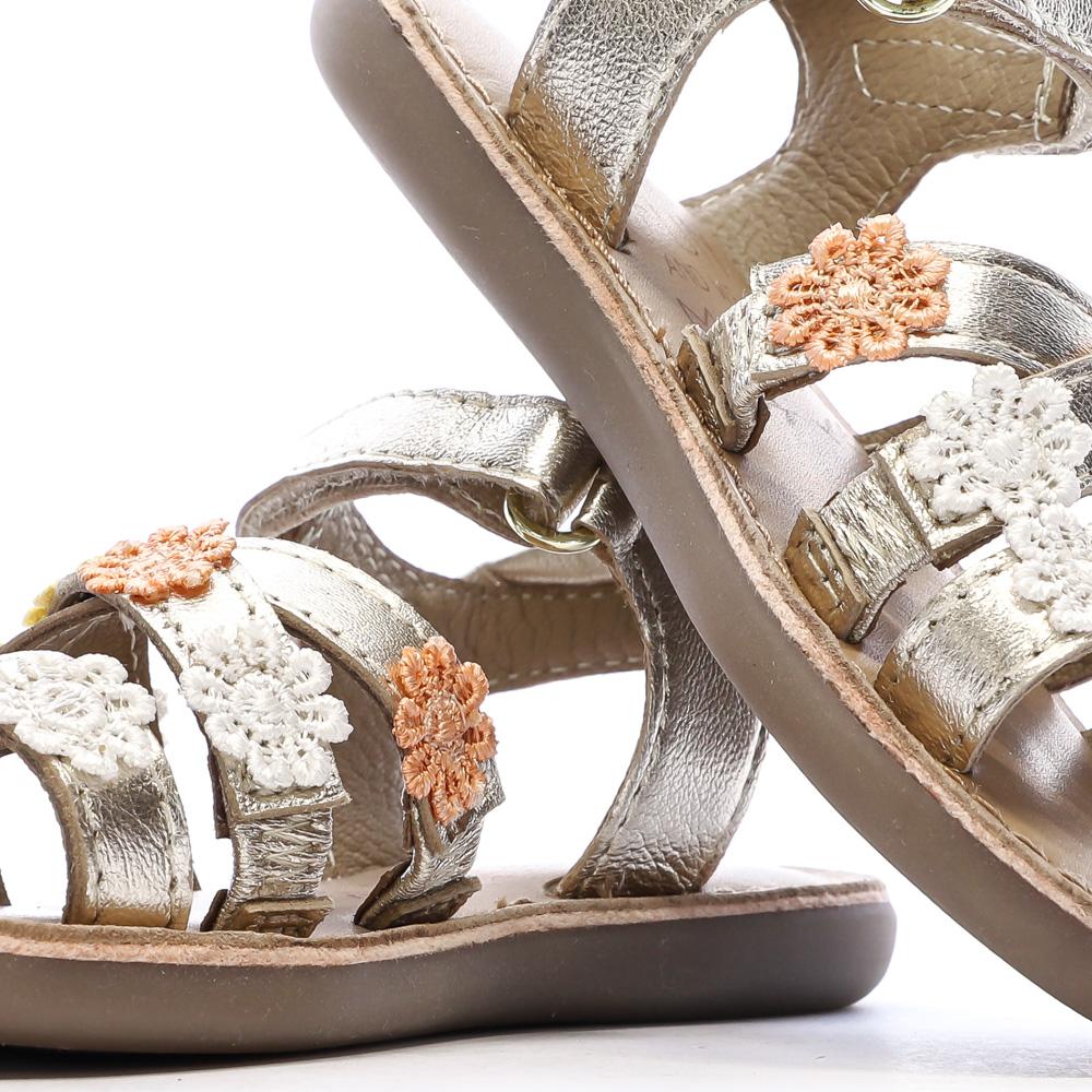 Sandales Doré à fleurs Fille Mod8 Mo Cloflore vue 7