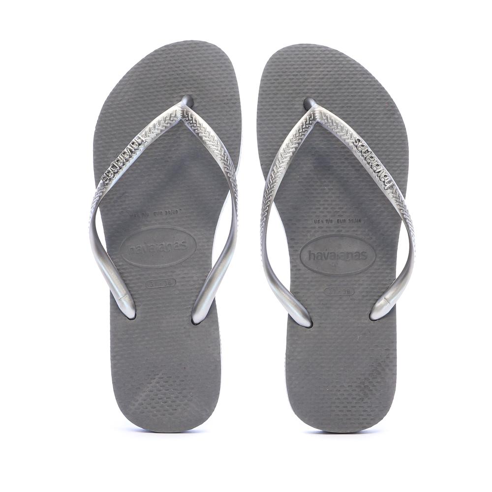 Tongs Gris Femme Havaianas Slim Logo Infradito vue 3