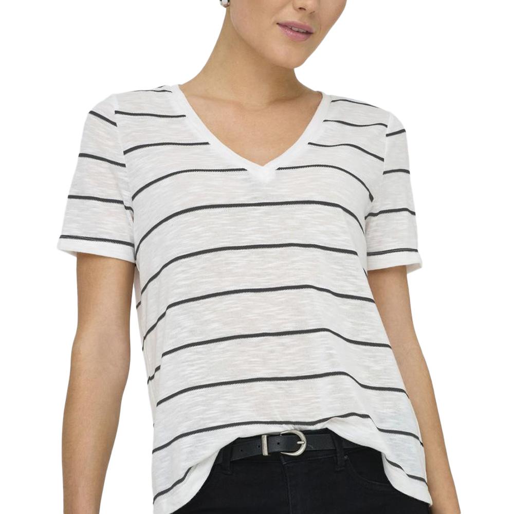 T-Shirt Blanc/Noir Femme JDY Eve pas cher