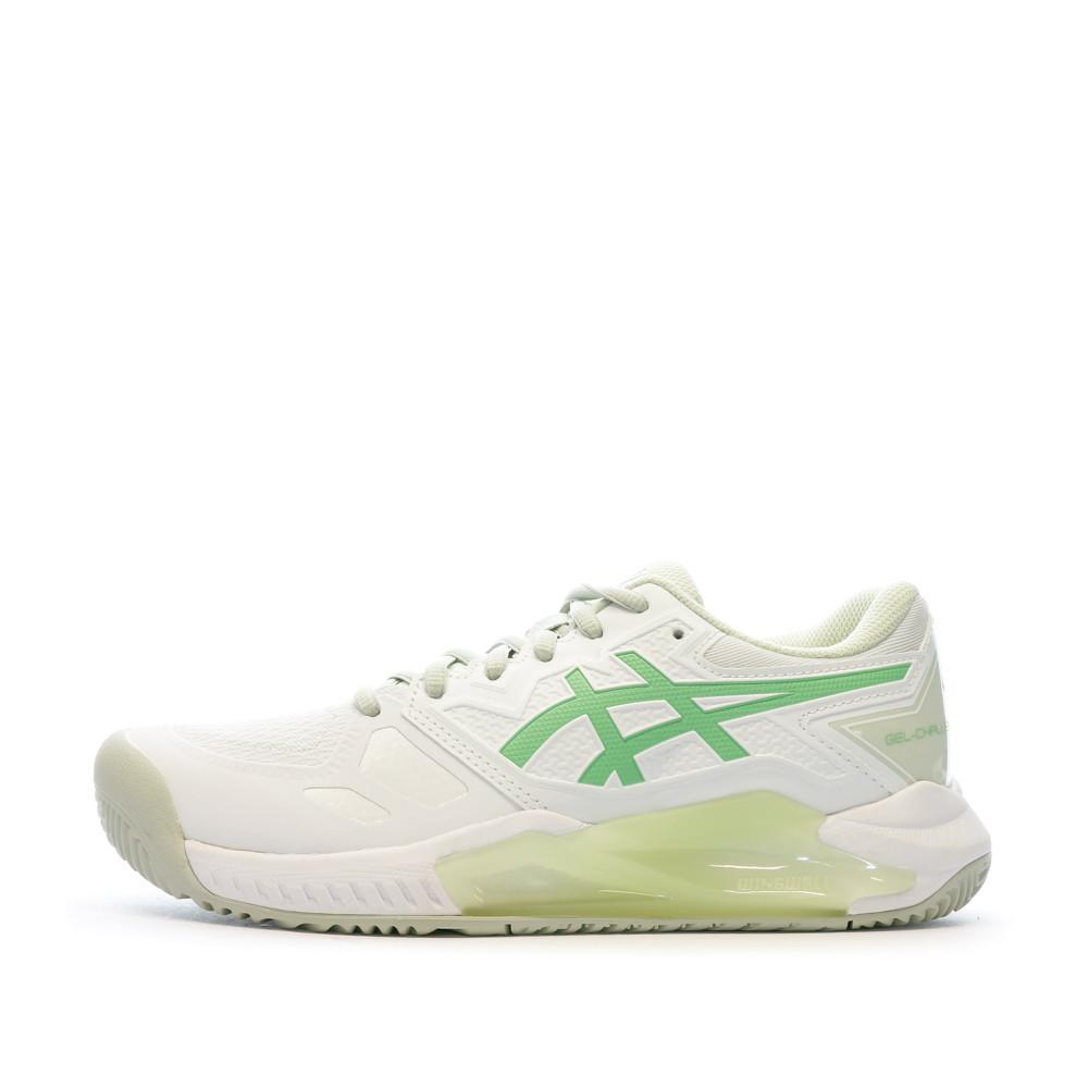 Chaussures de Padel Blanche/Verte Femme Asics Gel Challenger pas cher