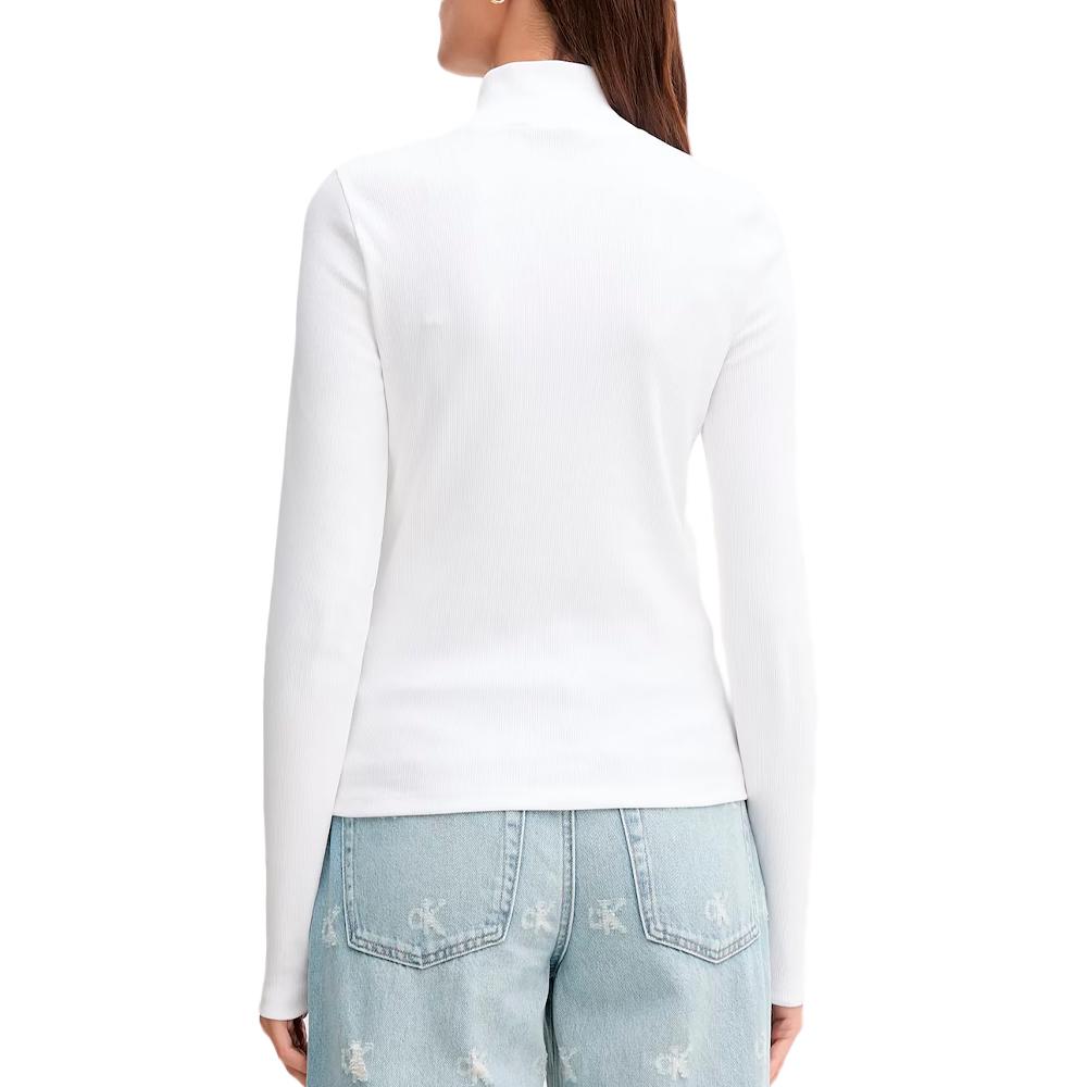 T-Shirt Col Roulé Blanc Femme Calvin Klein Jeans Label vue 2
