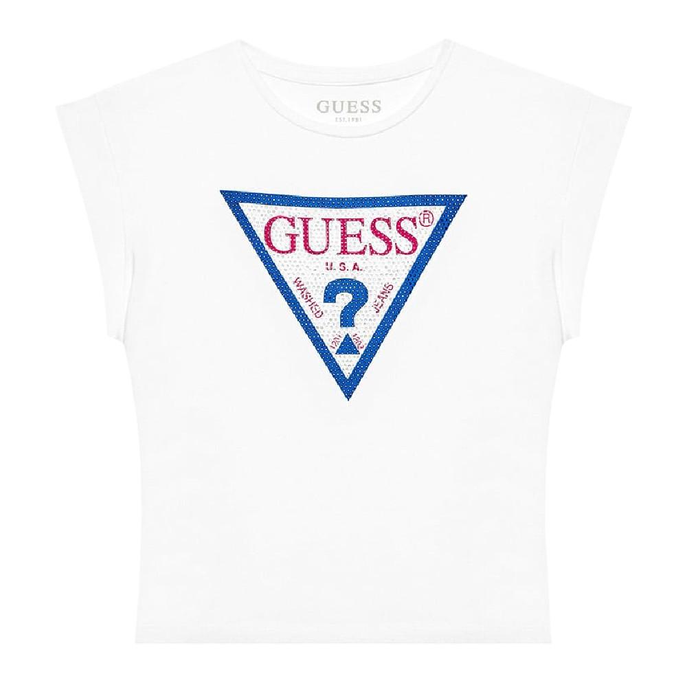 T-shirt Blanc Strass Fille Guess J1RI26 pas cher