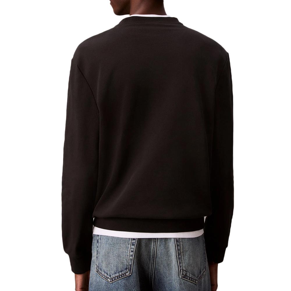 Sweat Noir Homme Calvin Klein Jeans Badge Terry vue 2