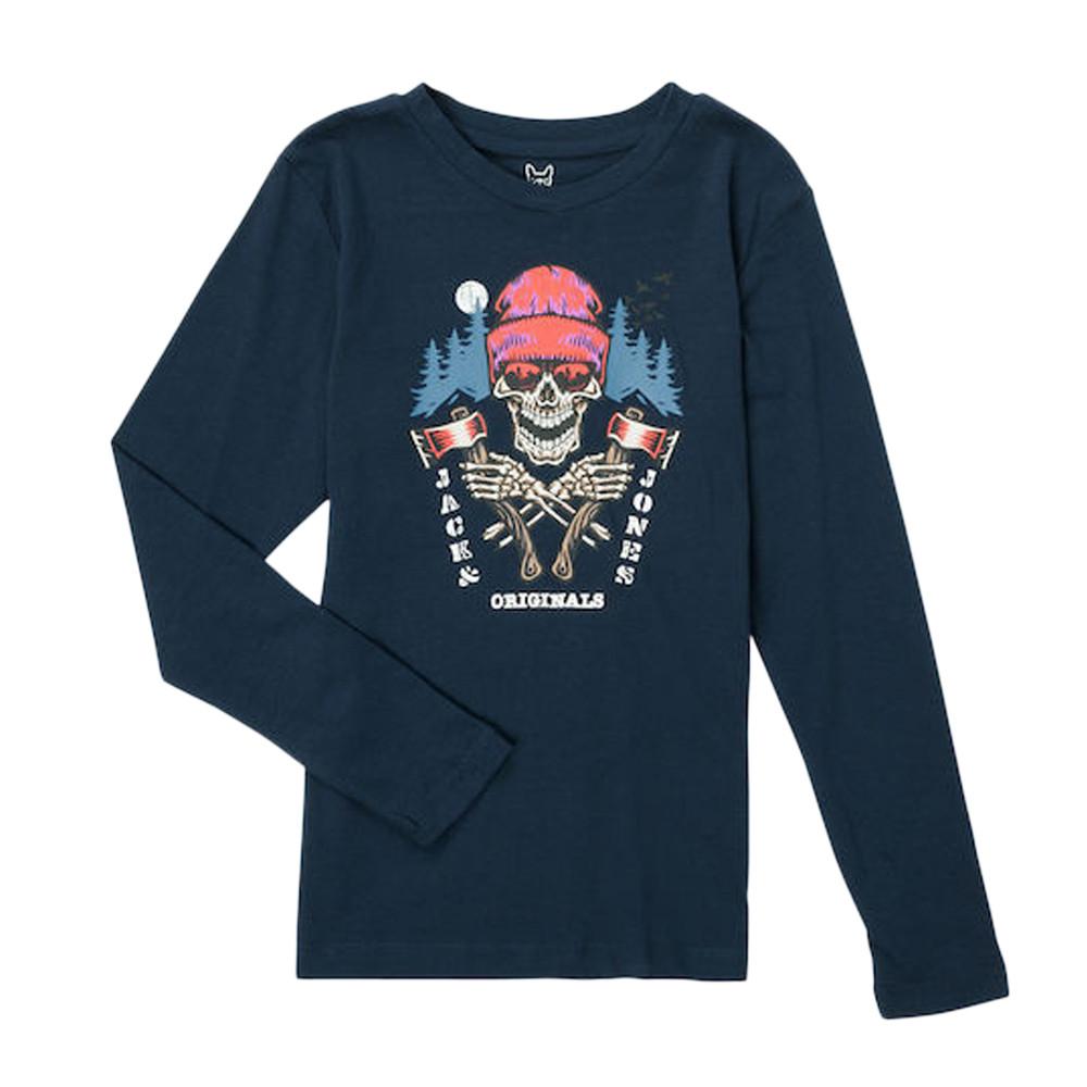 T-shirt Marine Garçon Jack & Jones Captain ML pas cher