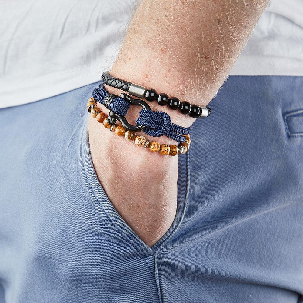 Bracelet Cuir Tréssé Noir Homme Geographical Norway SG-315004 vue 2