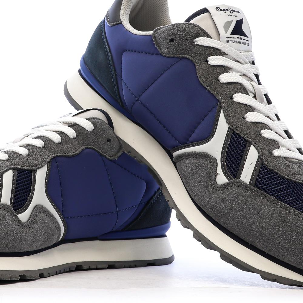 Baskets Gris/Bleu Homme Pepe Jeans Brit Mixt vue 7