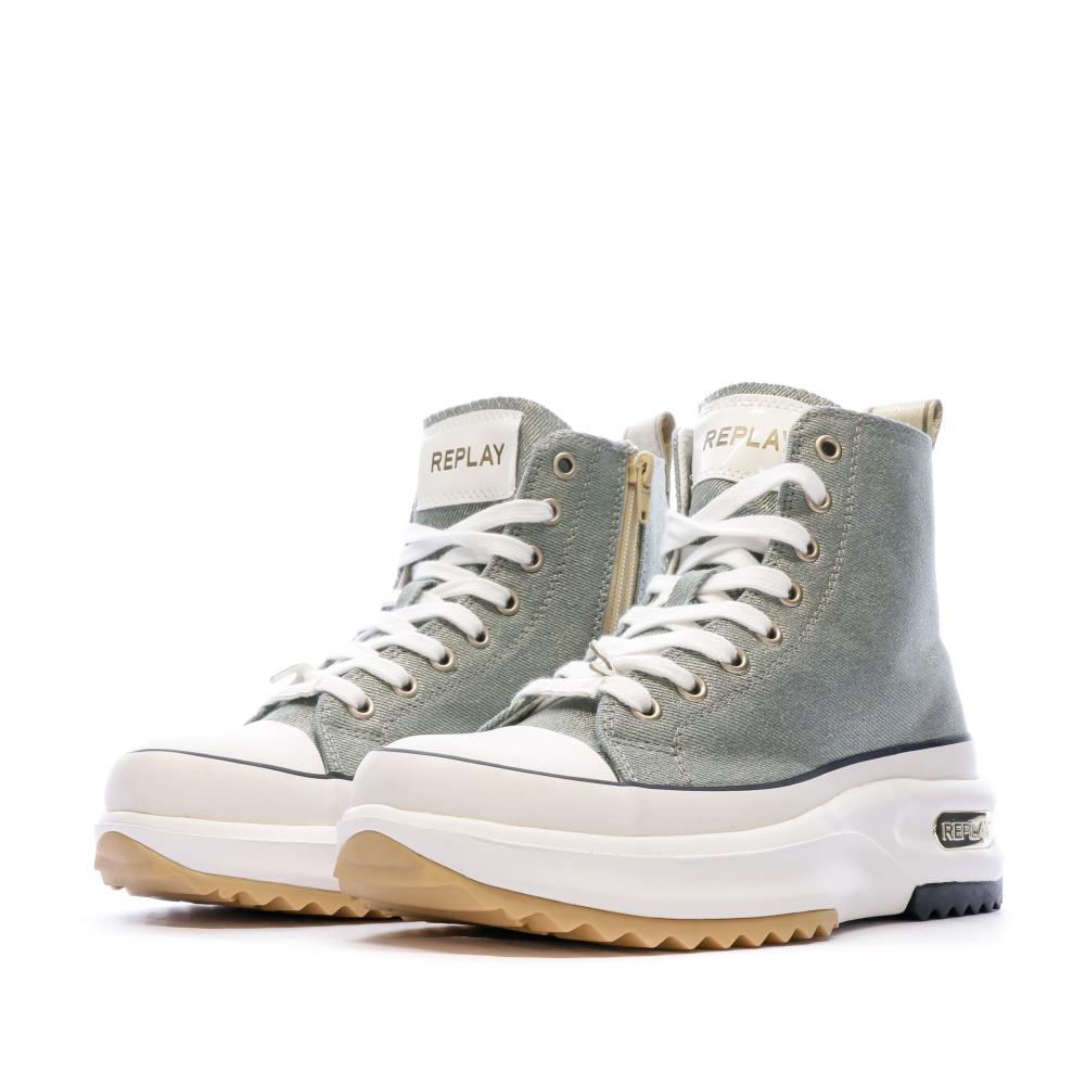 Baskets Verte/Doré Femme Replay Aqua Clean vue 6