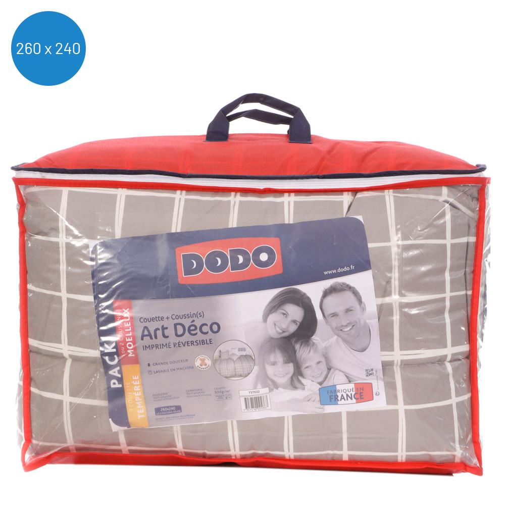 Couette + 2 oreillers 260x240 Dodo Art Déco 300g/m² pas cher