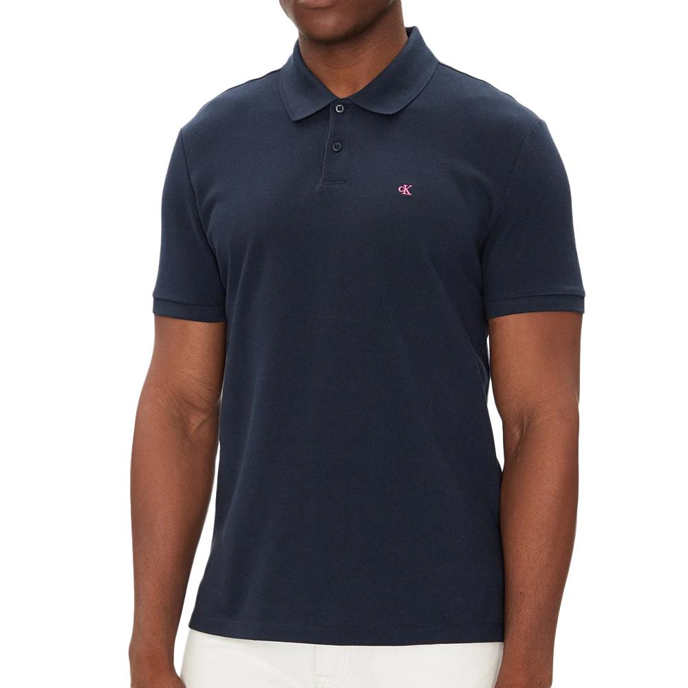 Polo Marine Homme Calvin Klein Jeans Ss Monogram Pique pas cher