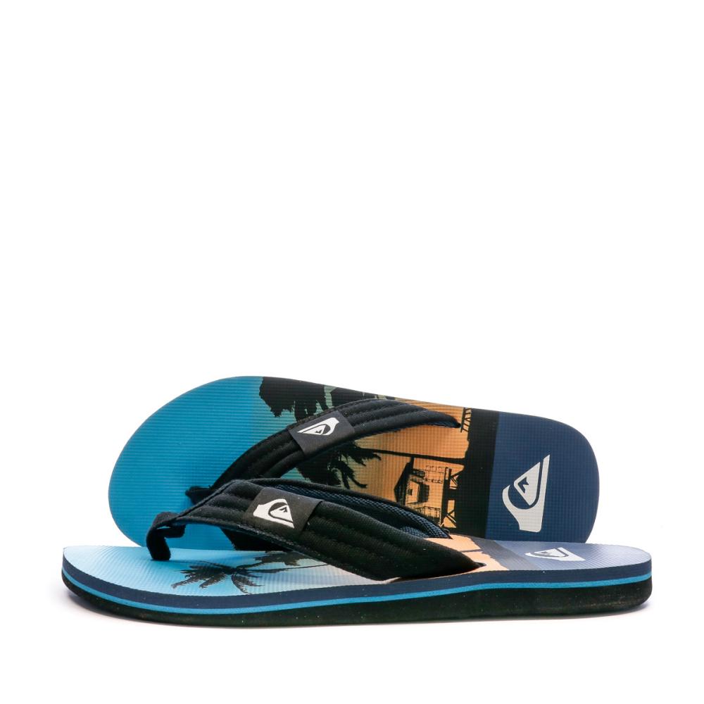 Tongs Bleu/Corail Homme Quiksilver Molokain Layback pas cher