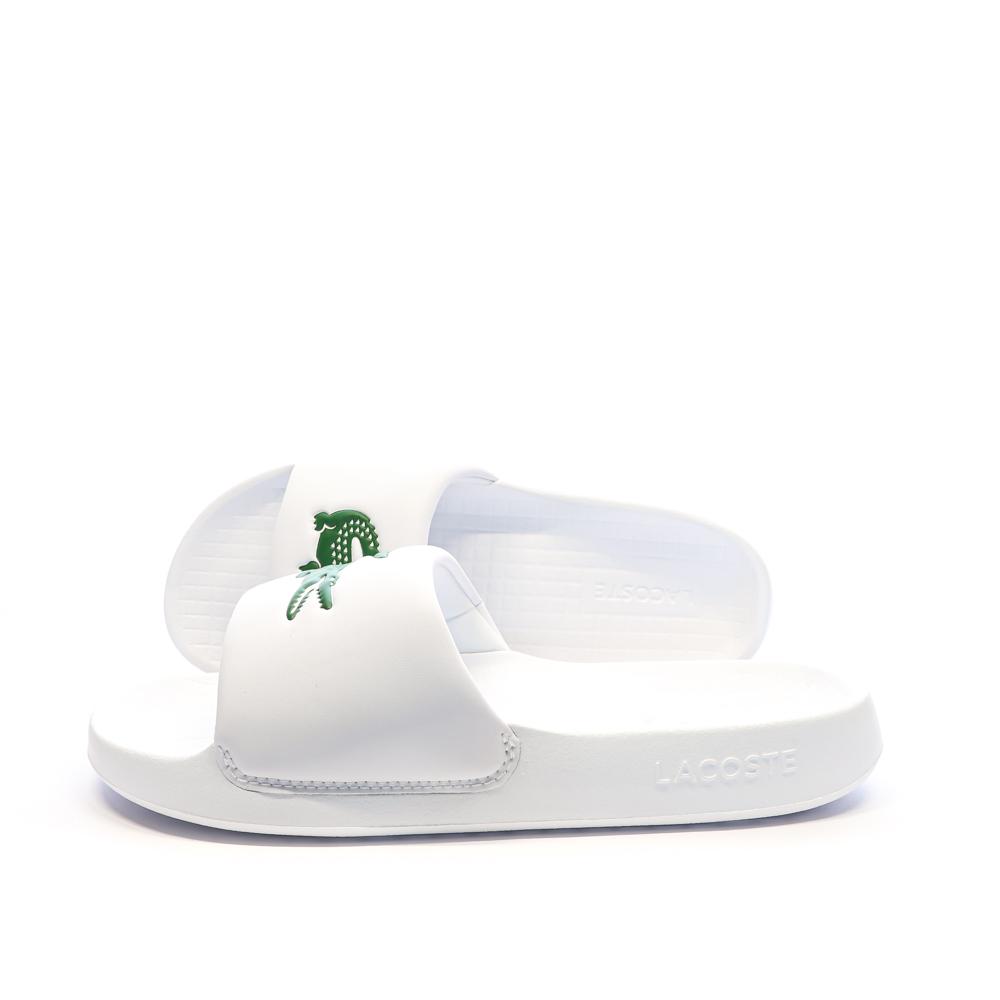 Claquettes Blanches Homme Lacoste Serve pas cher