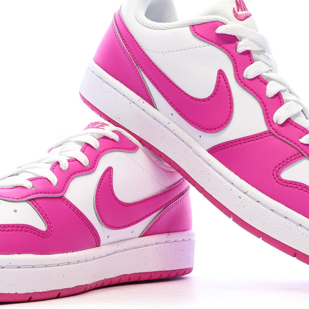 Baskets Blanches/Roses Fille Nike Court Borough vue 7