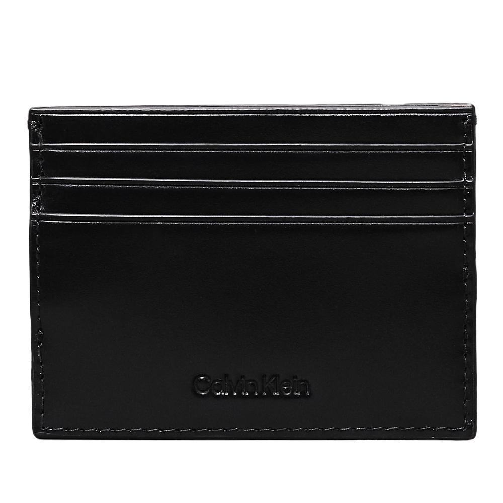 Porte Cartes Noir Homme Calvin Klein Jeans Glow Black Leather pas cher