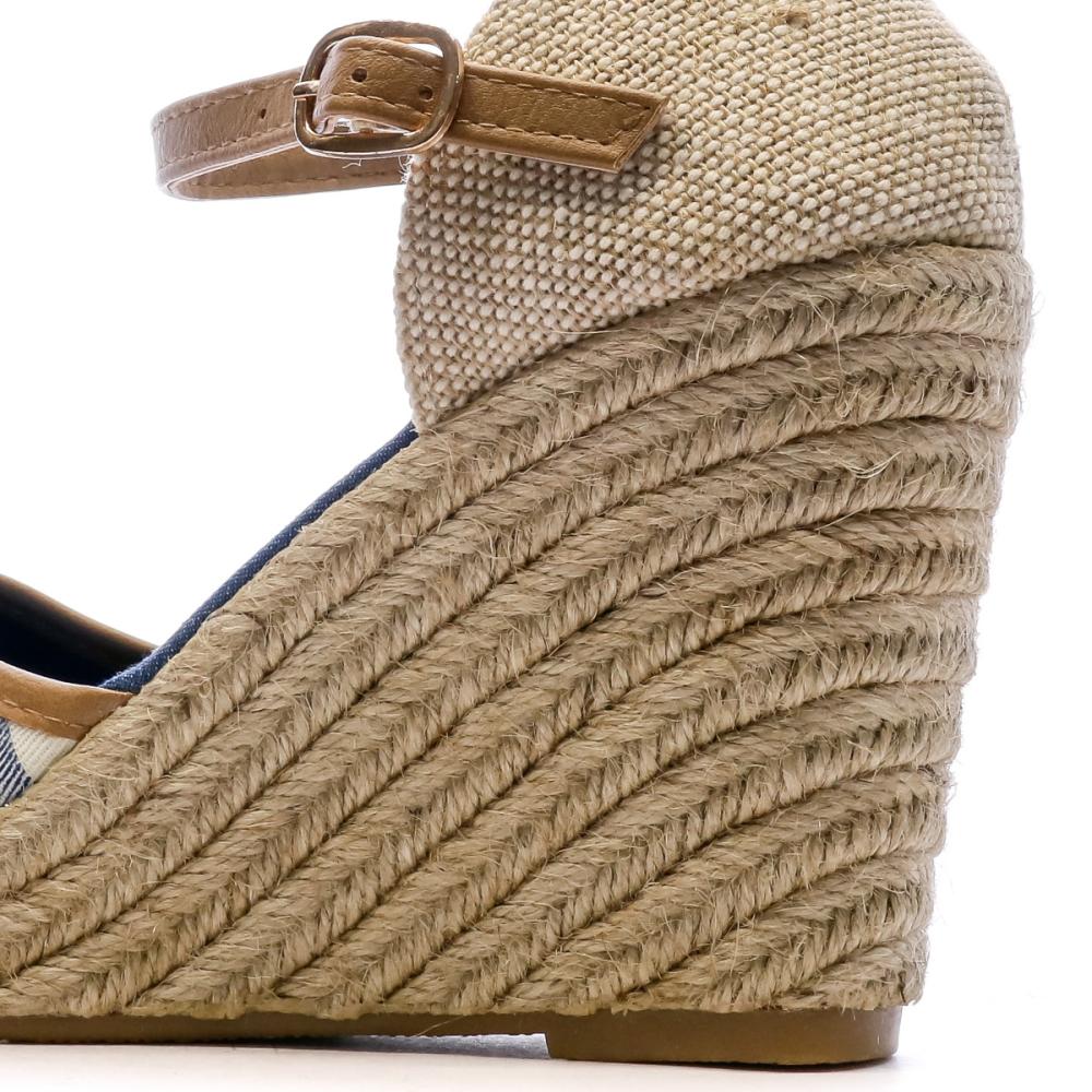 Sandales à talon Bleu rayures Femme Beppi Casual Wedge vue 7