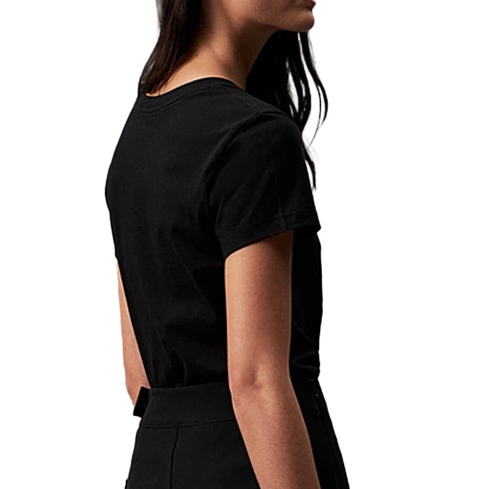 T-Shirt Noir Femme Calvin Klein Jeans Embroidery Slim vue 2