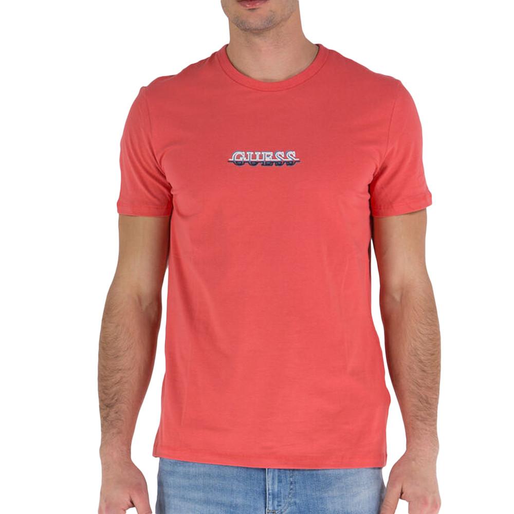 T-shirt Rouge Homme Guess Maksim pas cher