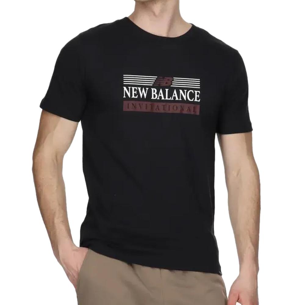 T-shirt Noir Homme New Balance Stacked pas cher