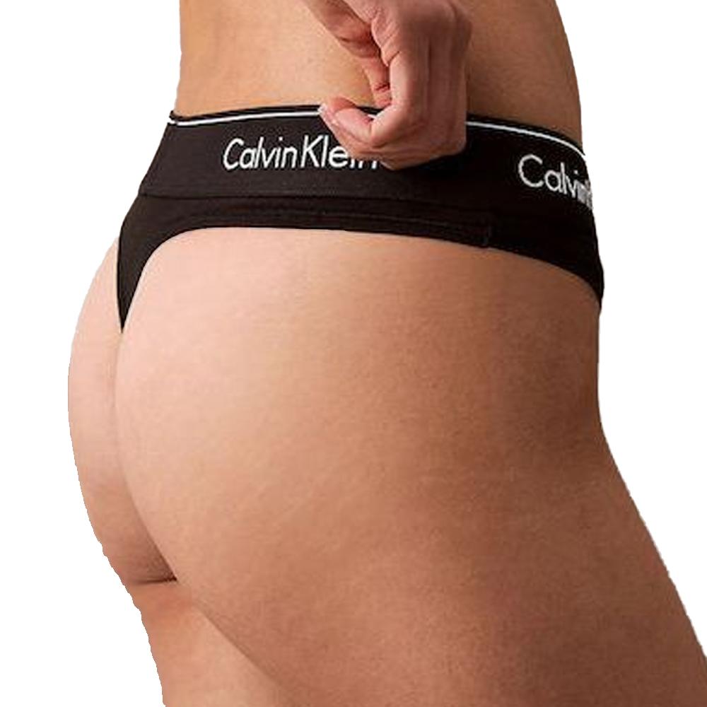 String Noir/Blanc Femme Calvin Klein Jeans ThongGS vue 2