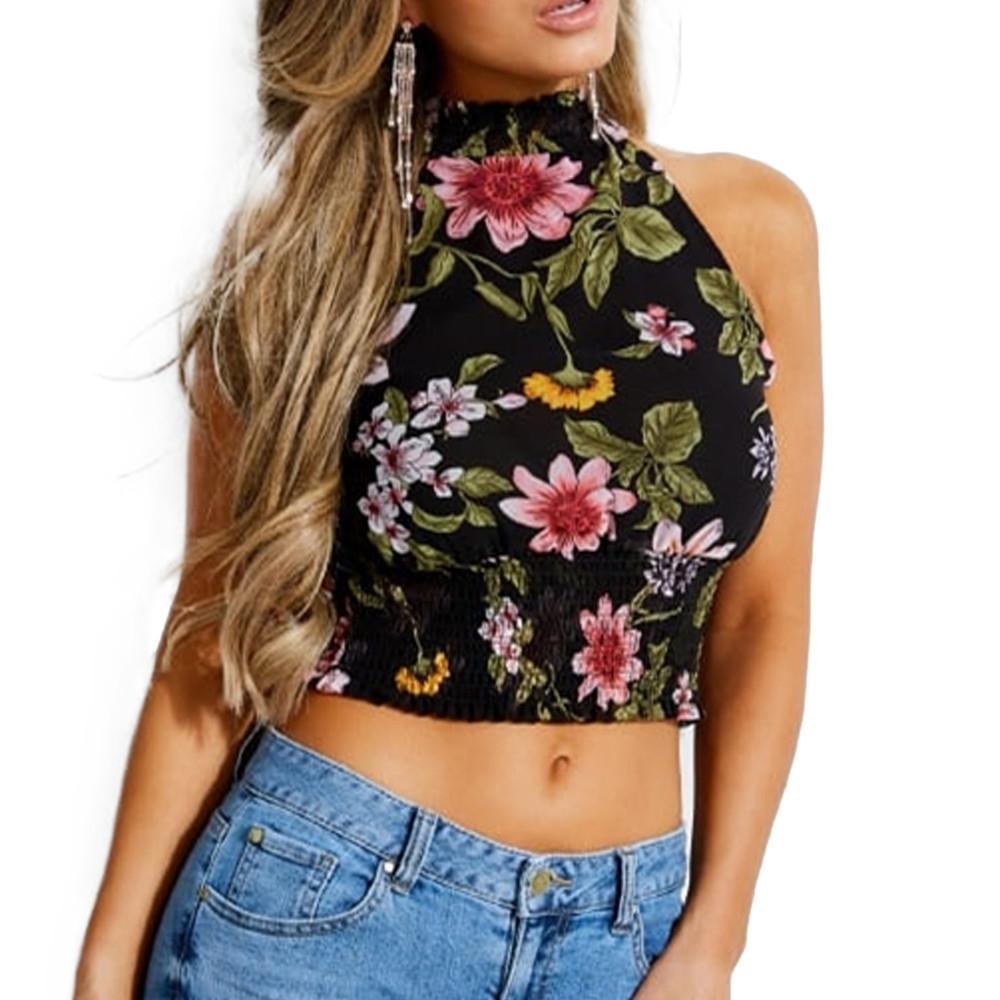 Top Noir à fleurs Femme Guess Jadie pas cher