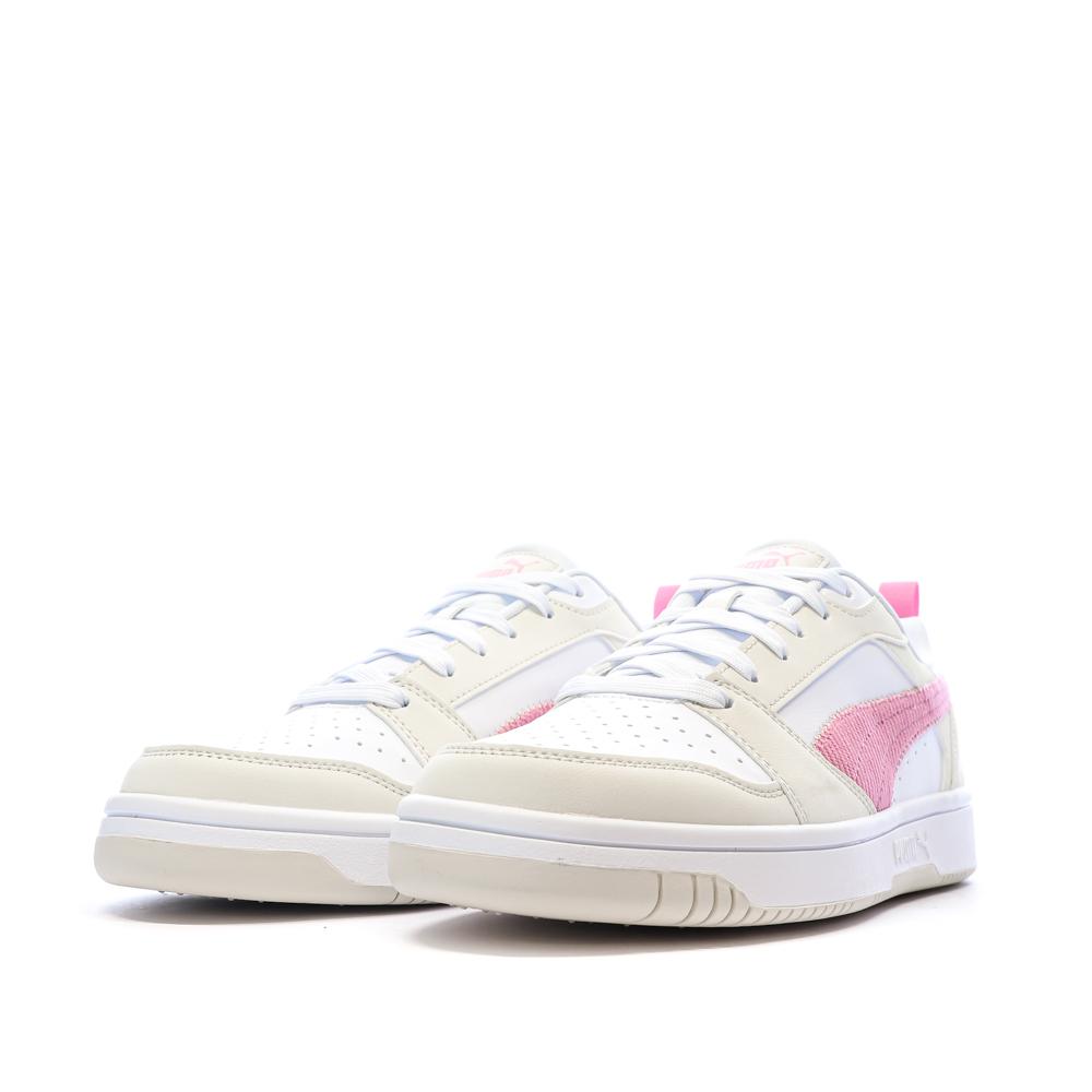 Baskets Ecru/Rose Fille Puma Rebound V6 Lo Cord vue 6