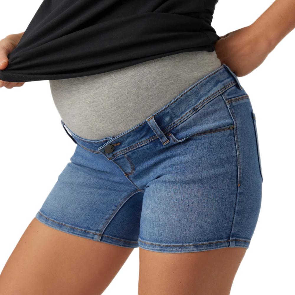 Short en Jean de Grossesse Slim Bleu Femme Mamalicious Rome pas cher