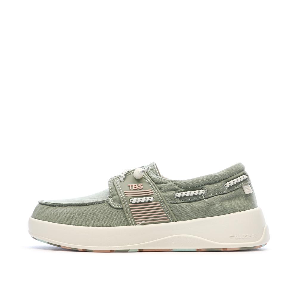 Zapatos náuticos verdes para mujer TBS de lona de algodón color arcilla barato