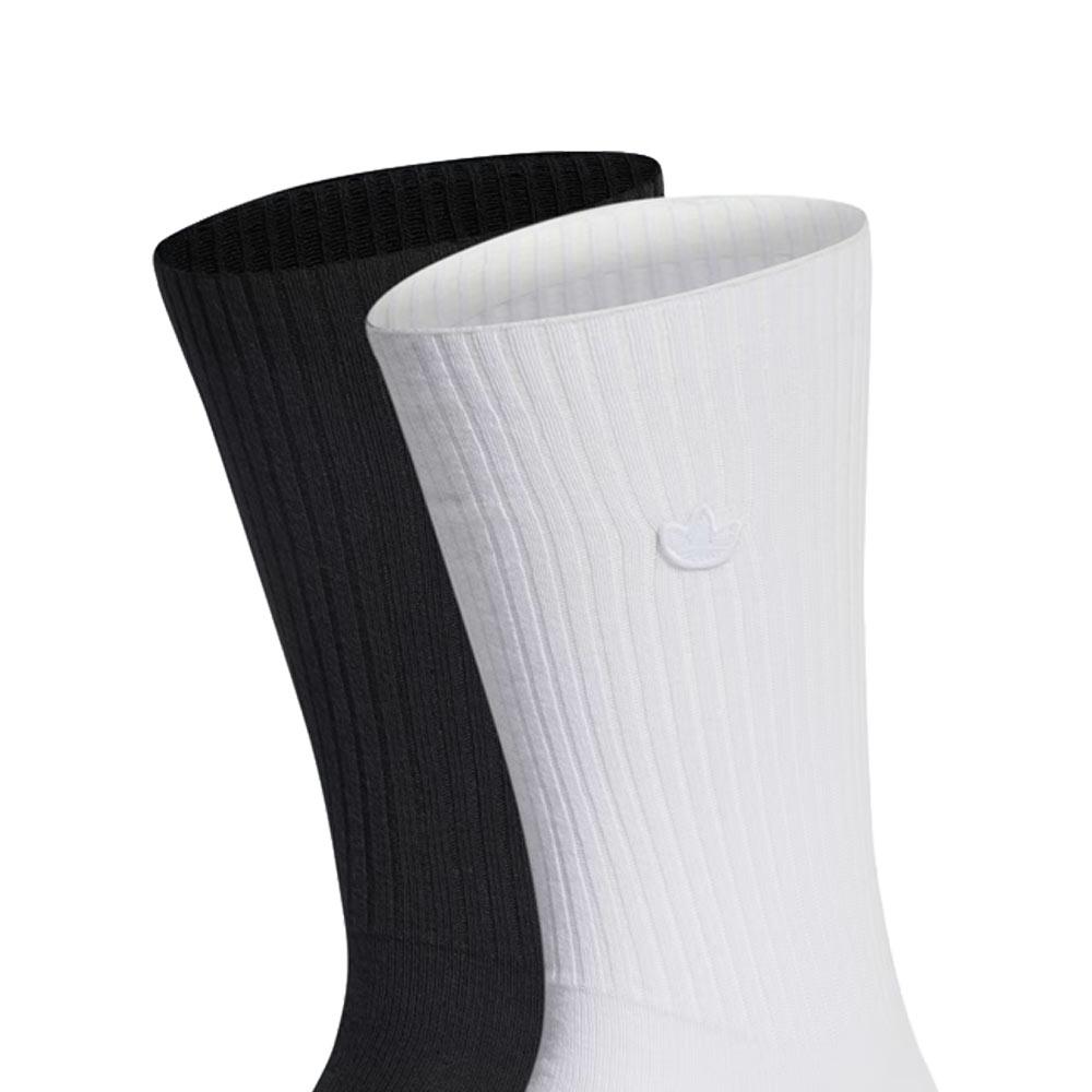 X2 Paires de chaussettes Blanches/Noires Homme Adidas Crew Sock vue 2