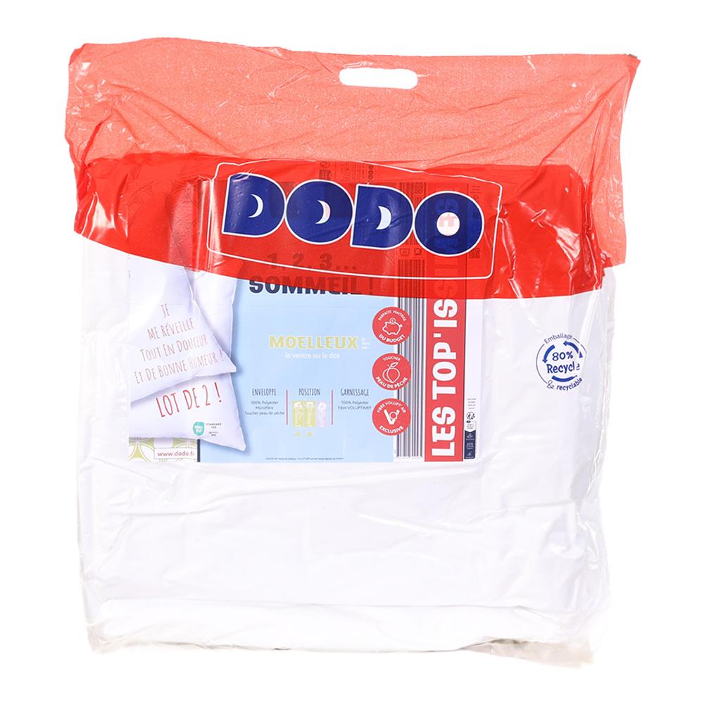 X2 Oreillers Blanc Dodo Moelleux 1 2 3 50x70 pas cher