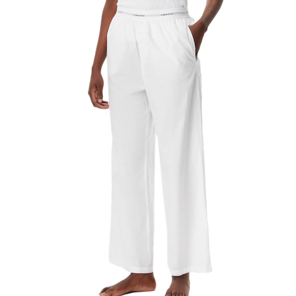 Pantalon de Nuit Blanc Femme Calvin Klein Jeans Logo Poplin pas cher