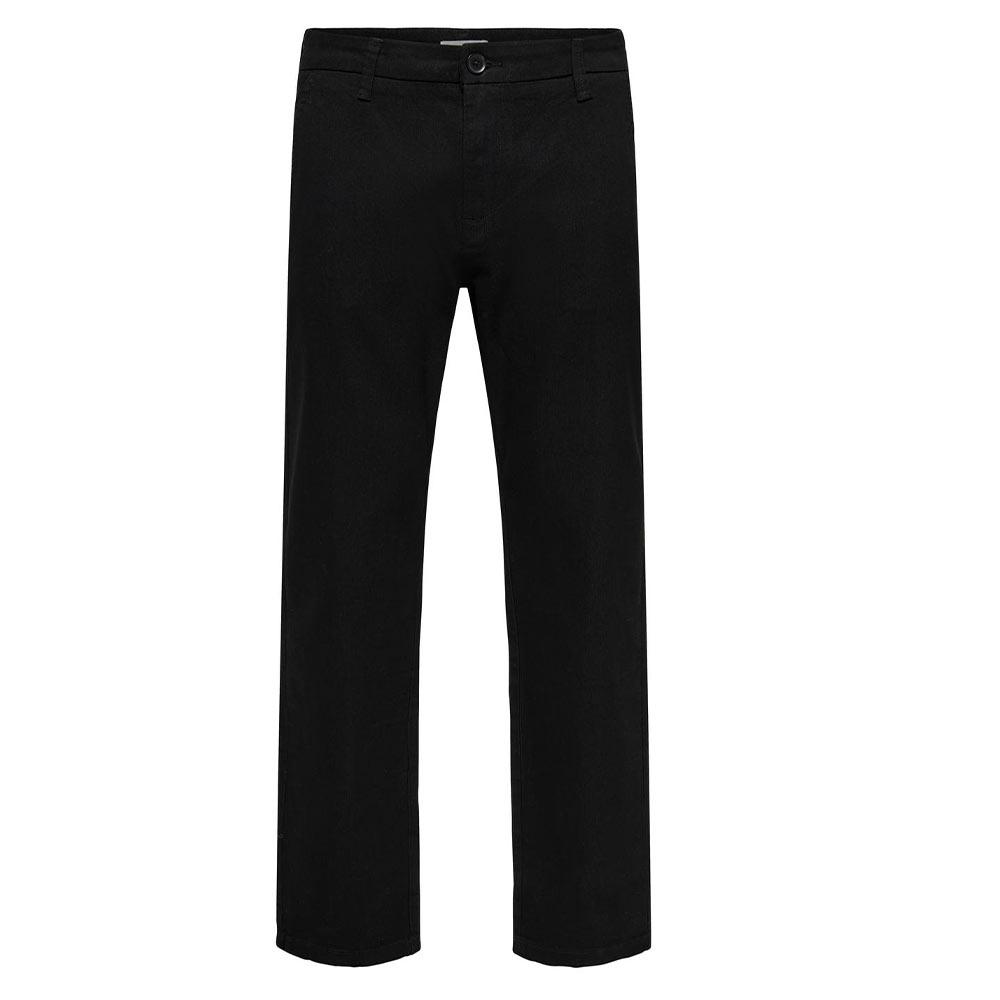 Men’s Black Straight-Leg Twill Trousers by Only & Sons affordable