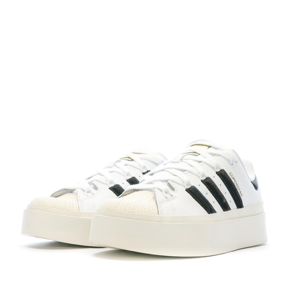 Baskets Blanches/Noir Femme Adidas Superstar Bonega vue 6