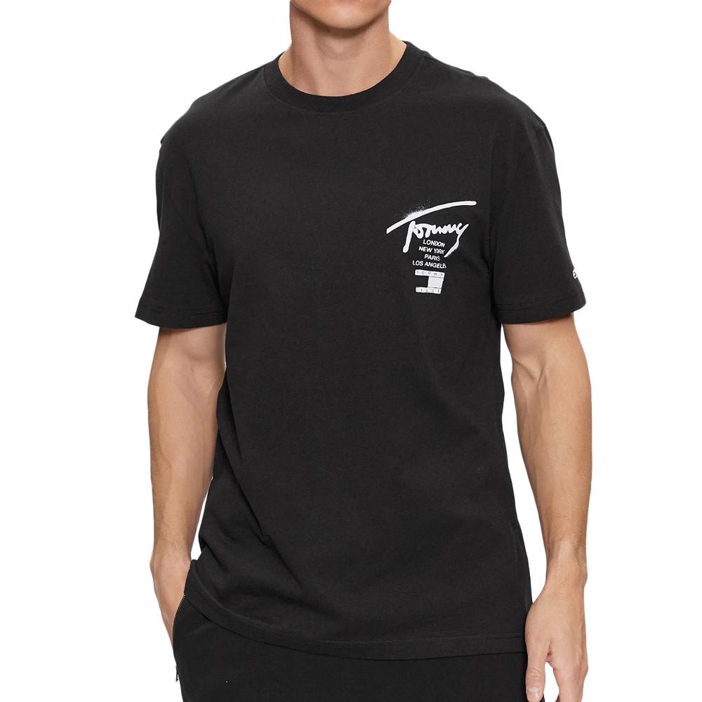 T-shirt Noir Homme Tommy Hilfiger Spray Signa pas cher
