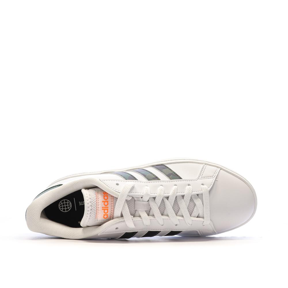 Baskets Blanches/Kaki Homme Adidas Grand Court Base 2.0 vue 4
