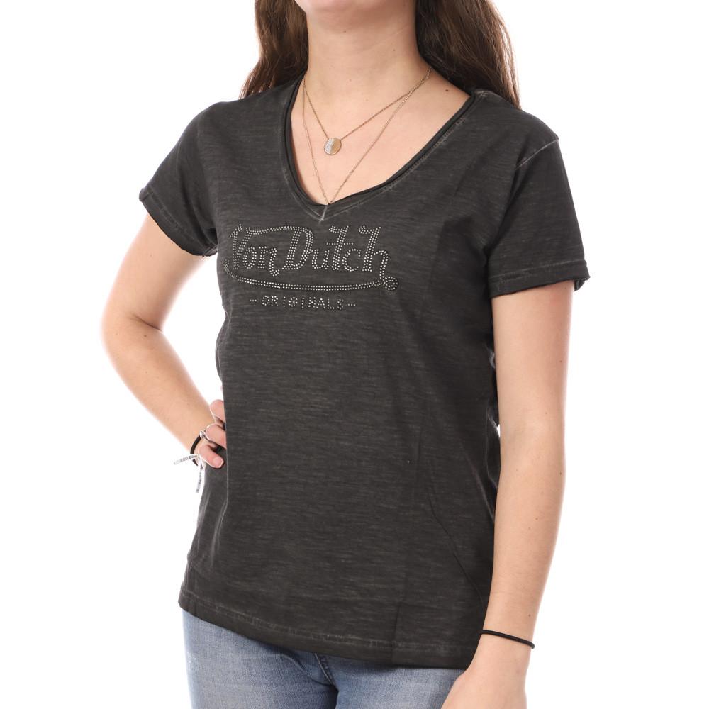 T-shirt Noir Femme Von Dutch Aspect pas cher