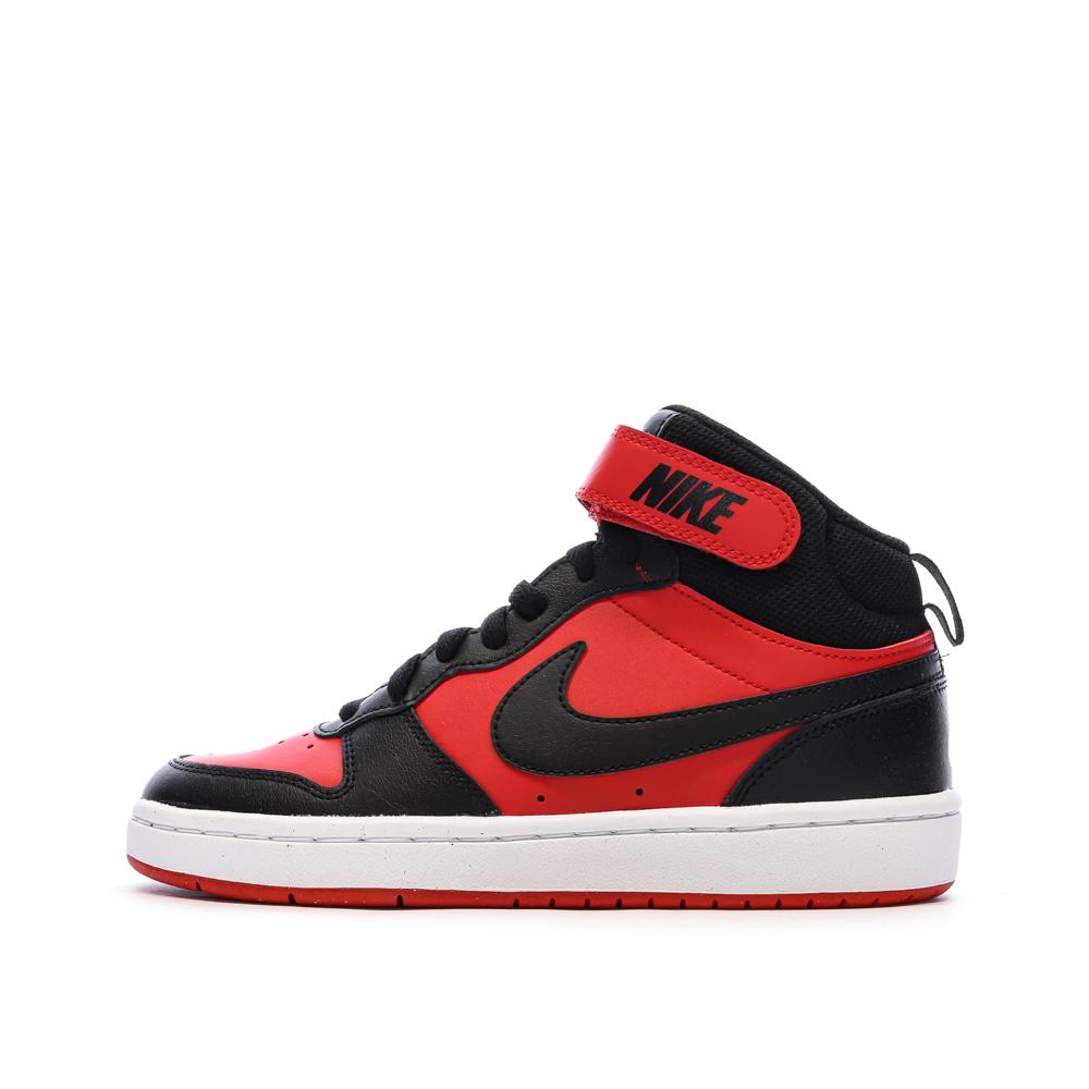 Baskets Noir/Rouge Mixte Nike Court Borough Mid 2 pas cher