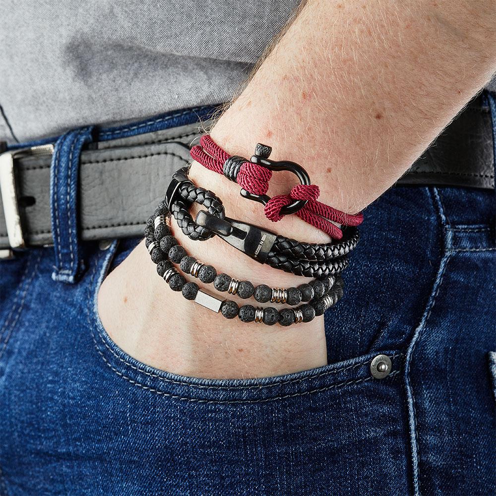 Bracelet Double Tour Noir Homme Geographical Norway 315056 vue 2