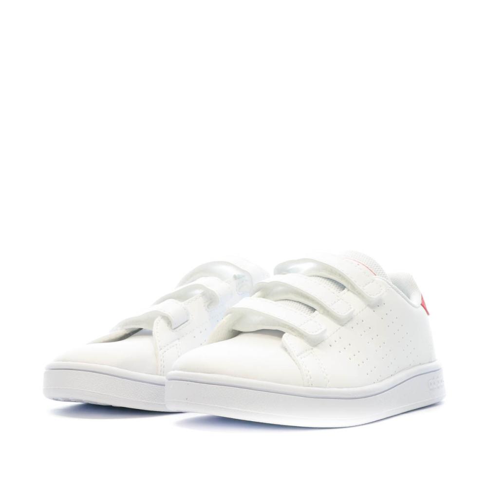 Baskets Blanches/Rose Fille Adidas Advantage vue 6